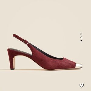 J.Crew Cap Toe Sling Back Pumps Maroon Suede NWT 👠